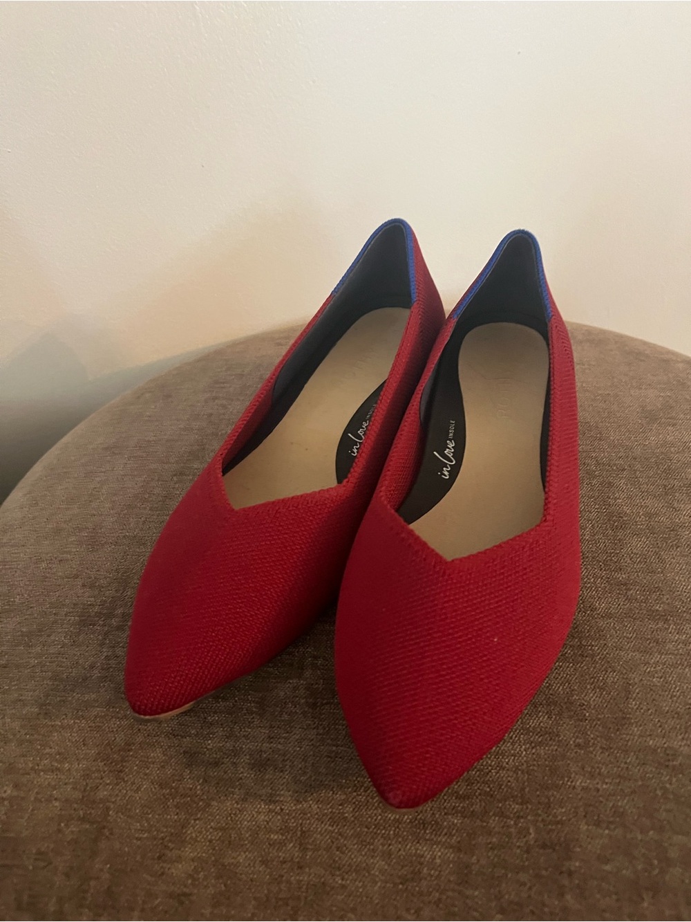 Rothy's Red Pointed-Toe Knit Flats
